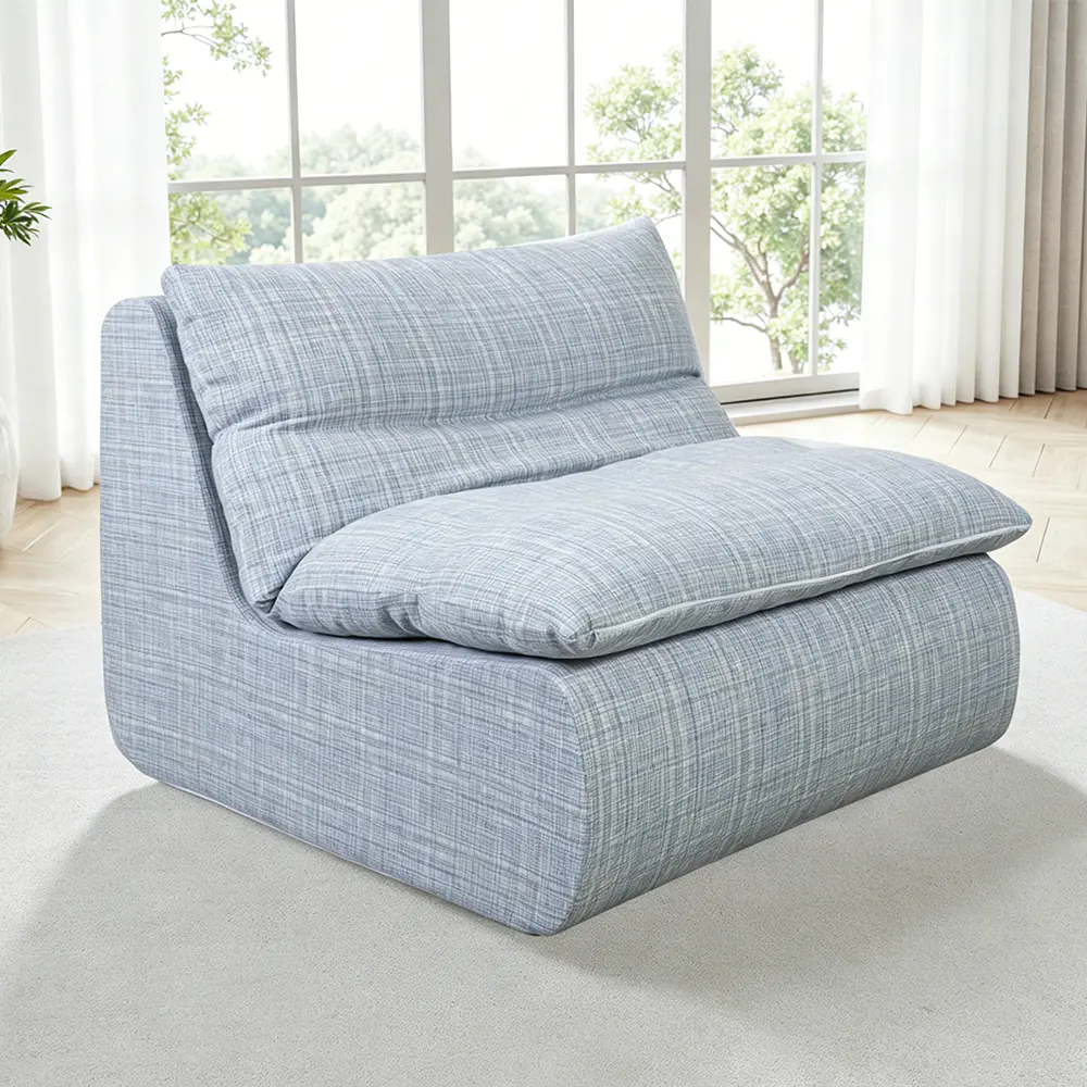 Canapé simple bleu avec rembourrage en éponge amovible