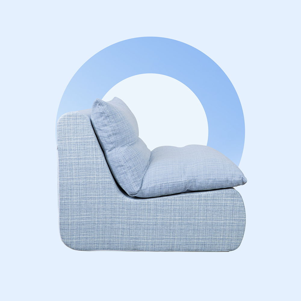 Canapé simple bleu avec rembourrage en éponge amovible