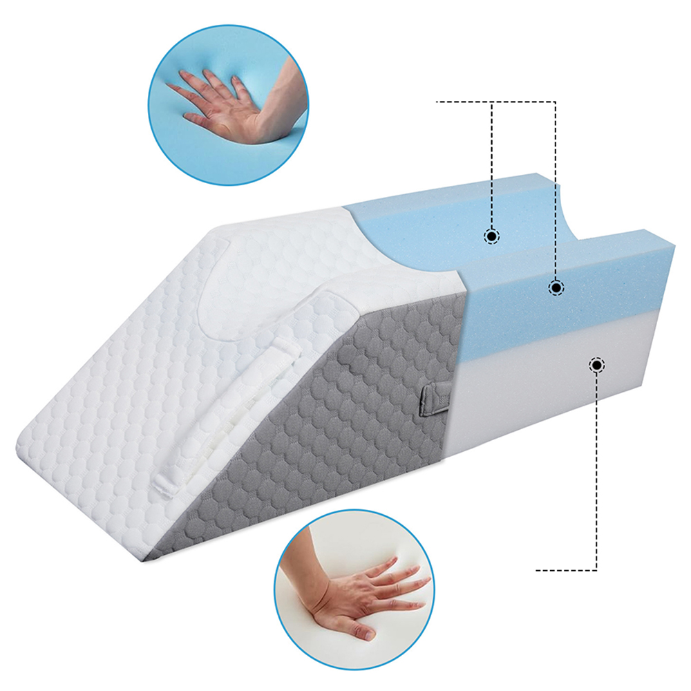 Oreiller de jambe rainuré en mousse à mémoire de forme
