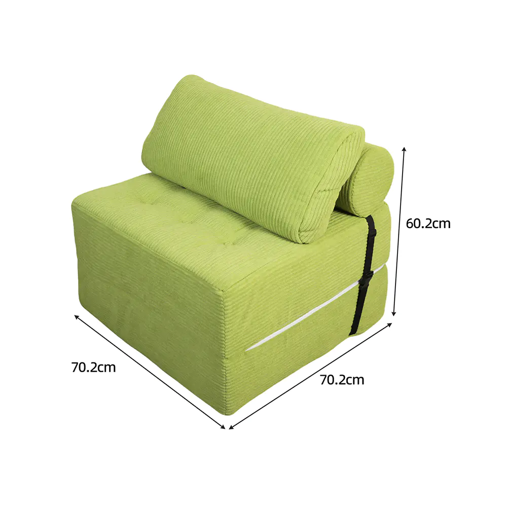 Canapé rayé vert avec sangles