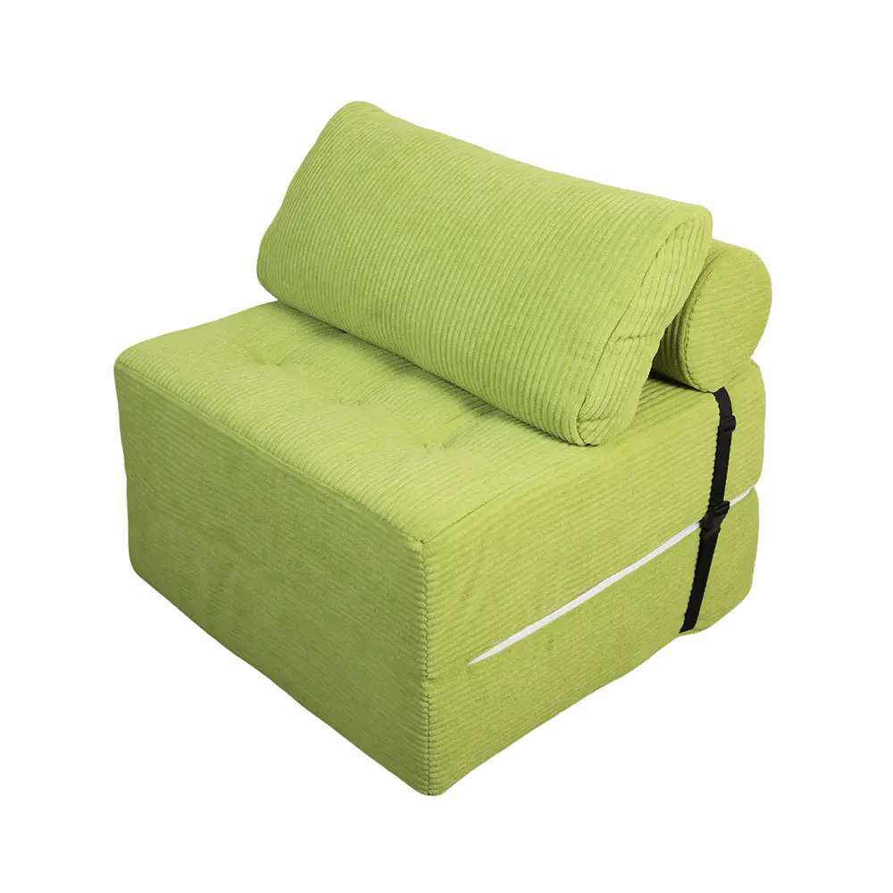 Canapé rayé vert avec sangles